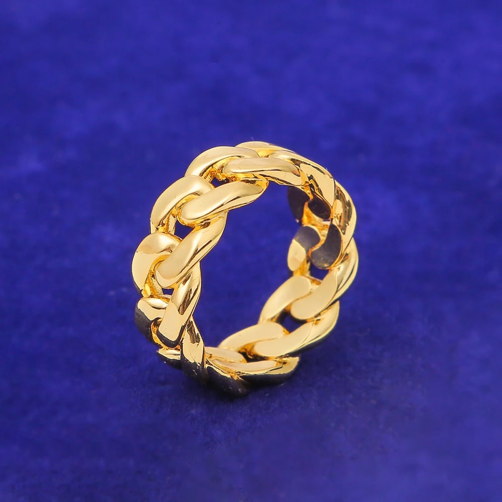 Cuban Link Rings for Men Gold Plated